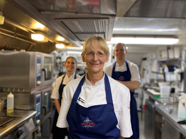 <p>Claire Neale, 58, recently started a new role as a commis chef apprentice at Fuller’s pub the Cromwell Arms in Romsey, Hampshire</p>
